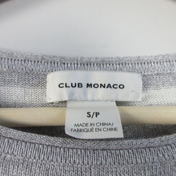 Club Monaco Linen Blend Nautical Sweater Women S Striped Gray White Knited 172 - Picture 3 of 9